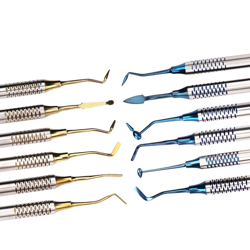 

6pcs/set Dental Composite Resin Filling Spatulas Titanium plated Head Resin Filler Thick Handle for Orthodontic Dentist Clinic