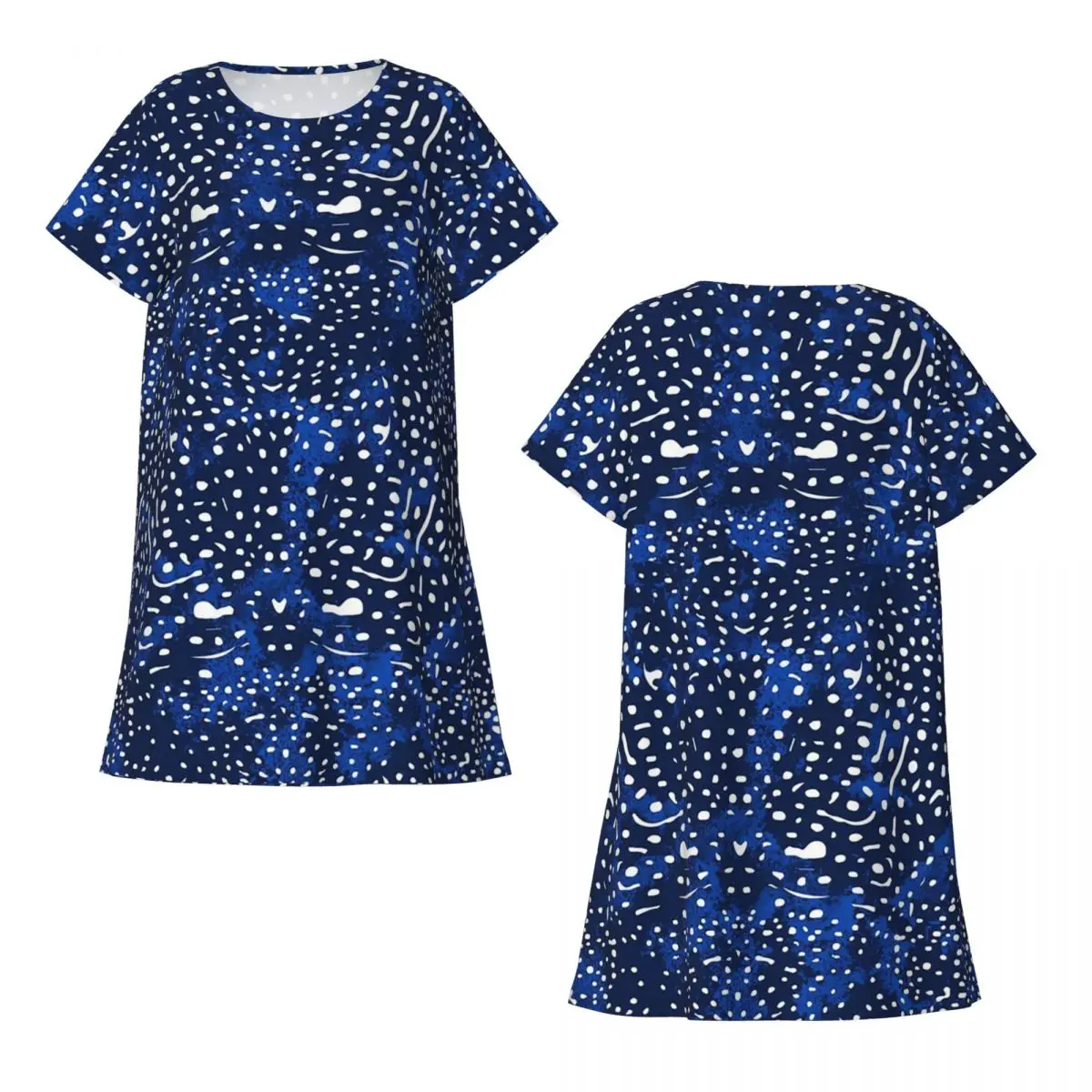 Custom Whale Shark Skin Design Short Sleeves Nightdress For Sleeping Sleepshirts Women Short Sleeve Nightgowns Soft Pajama Dress