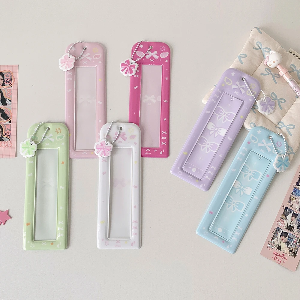 Cartoon Bow Life Four Grid Card Set with Pendant, Star Chaser Vertical Four Grid Card Set, Hollow Head Sticker Card Set