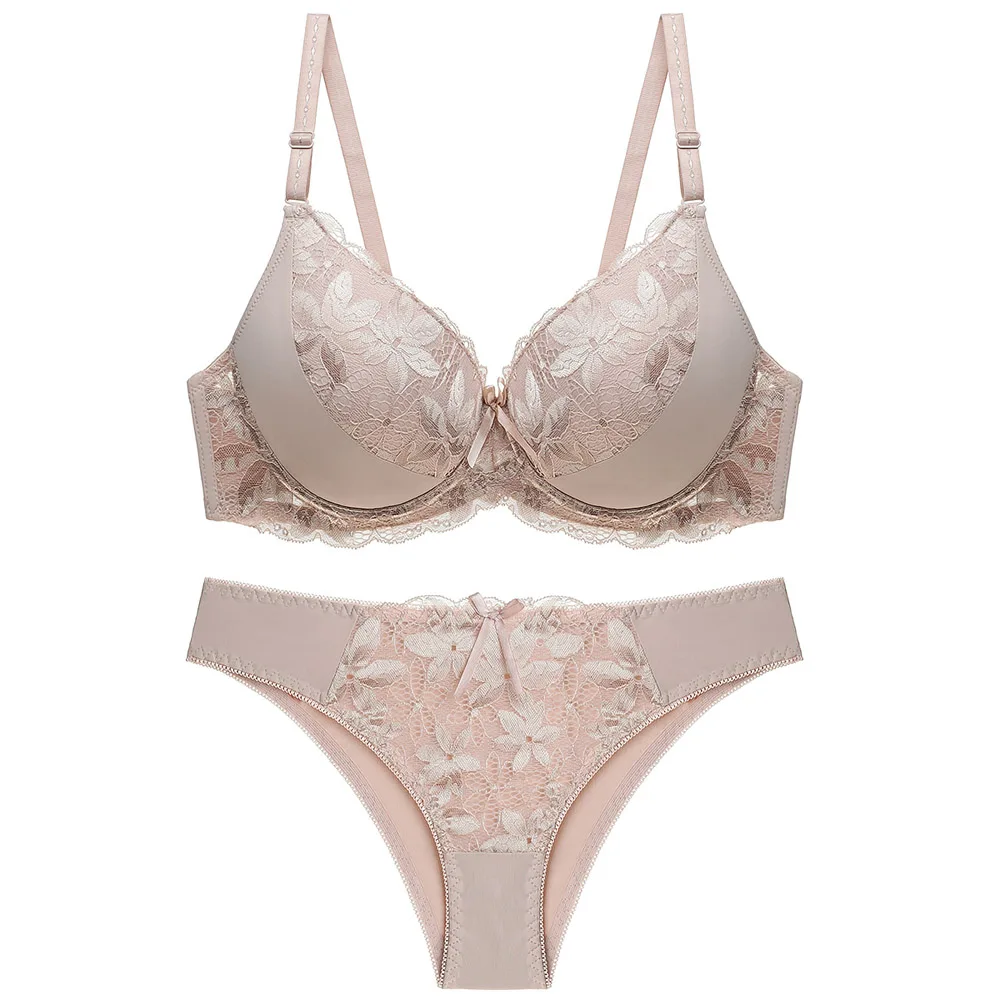 New Ladies Sexy Lace Bra Sets Underwear Women Set Underwear Solid Female Underwire Push Up A B C Cup 32 34 36 38 40 42 44 46