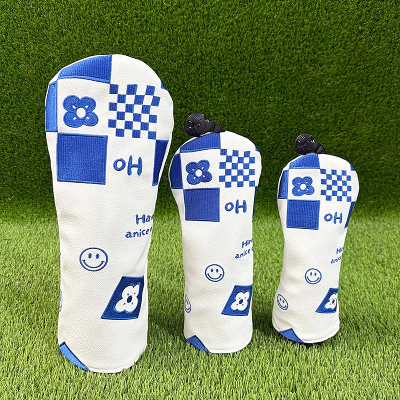 

Чехлы для головок клюшек из кожи для драйверов, фервея и дерева UT, вышитый защитник головки клюшки