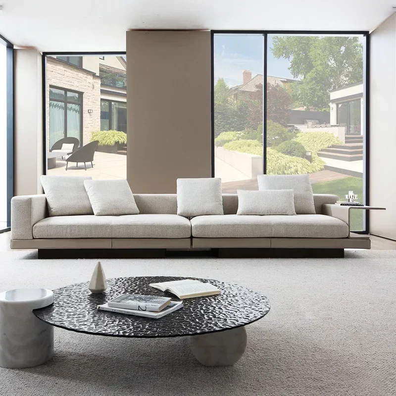 

#Brand New minimalist fabric sofa simple modern living room straight row imported cotton and linen sofa combination furniture