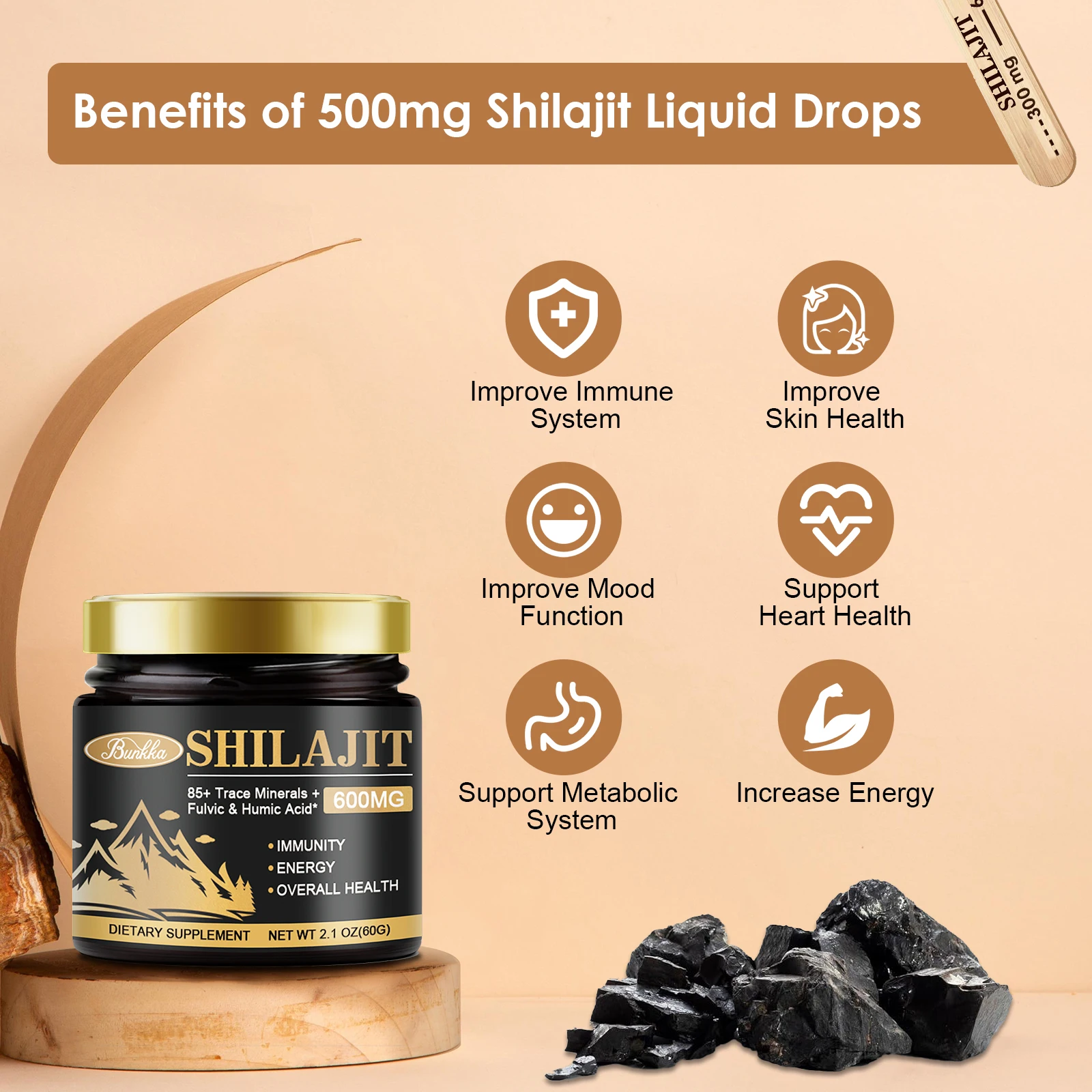 Shilajit resina original pura 100% himalaia beleza suplemento de saúde não-gmo memória cerebral nível de energia cognitiva equilíbrio hormonal