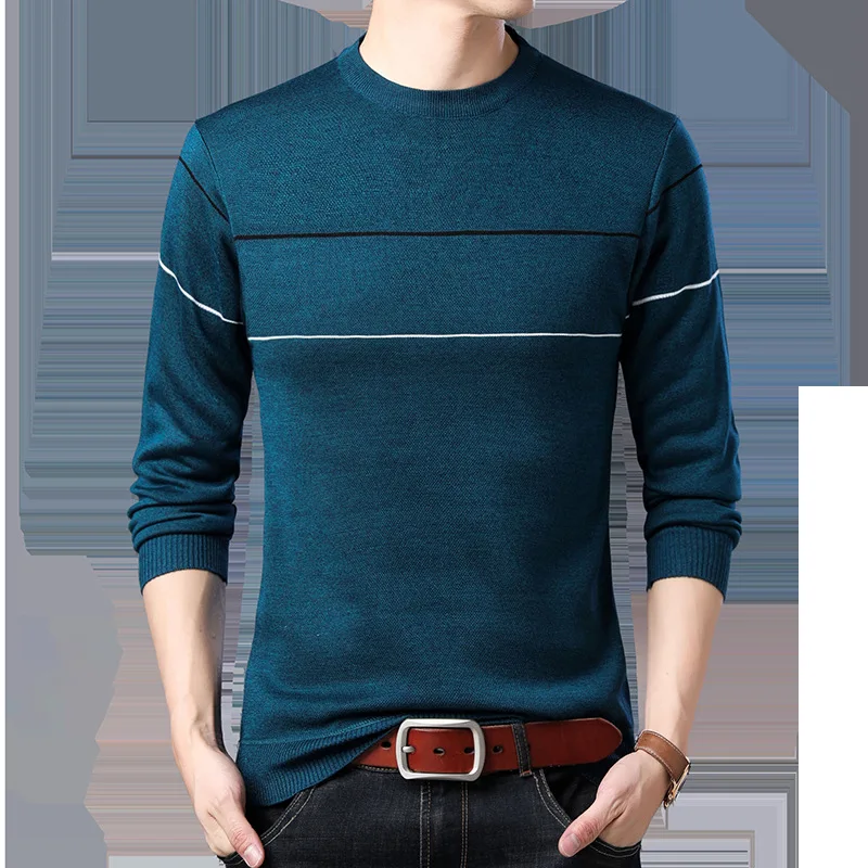 Pulôver Jacquard de manga comprida masculino, gola redonda, suéter da moda, blusa, moda, primavera e outono, novo