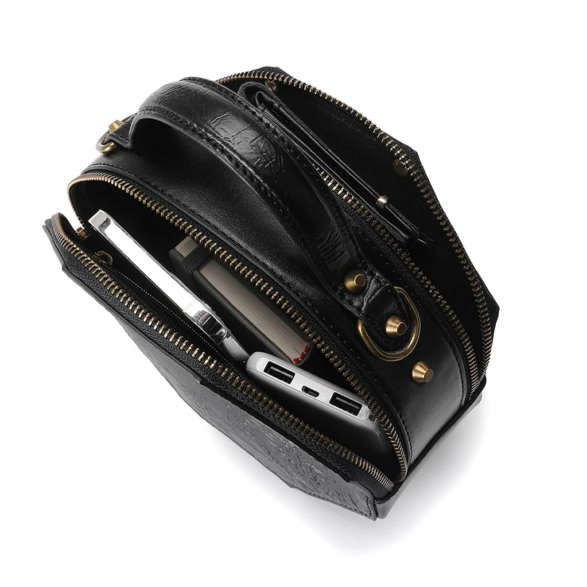 Bolsa de ombro feminina vintage gótico relógio mecânico cosplay anime crossbody carteira bolsa steampunk hexágono saco de couro do plutônio homem