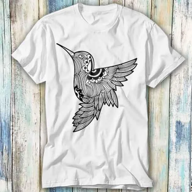 Black Hummingbird Mandala T Shirt Meme Funny Top Style Gamer Movie Music 942