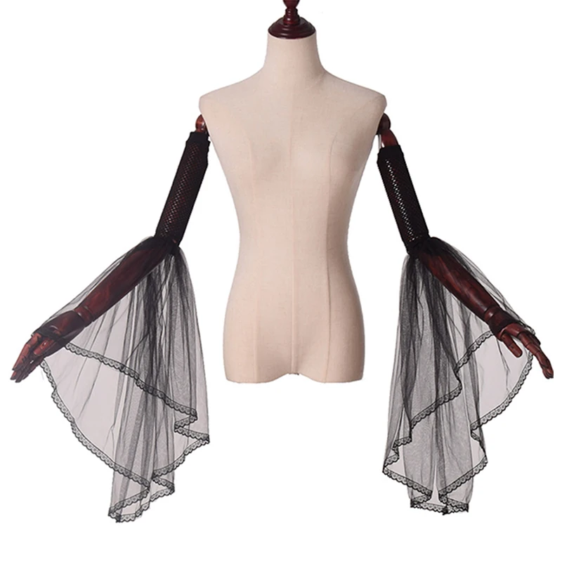 Women Arm Sleeve Bar Party Dance Arm Band Bellydance Chiffon Sheer Armbands Gloves Retro Stage Performance Costume