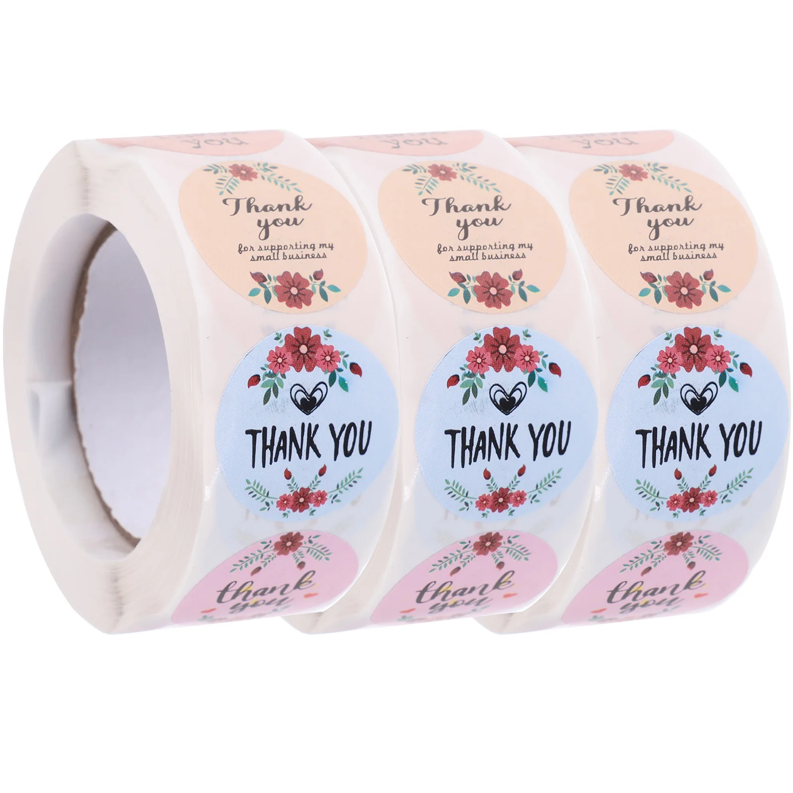 

3 Rolls Round Stickers Circle Labels Thank Sealing You Copper Plate Self-adhesive Decal Party Bag Bride