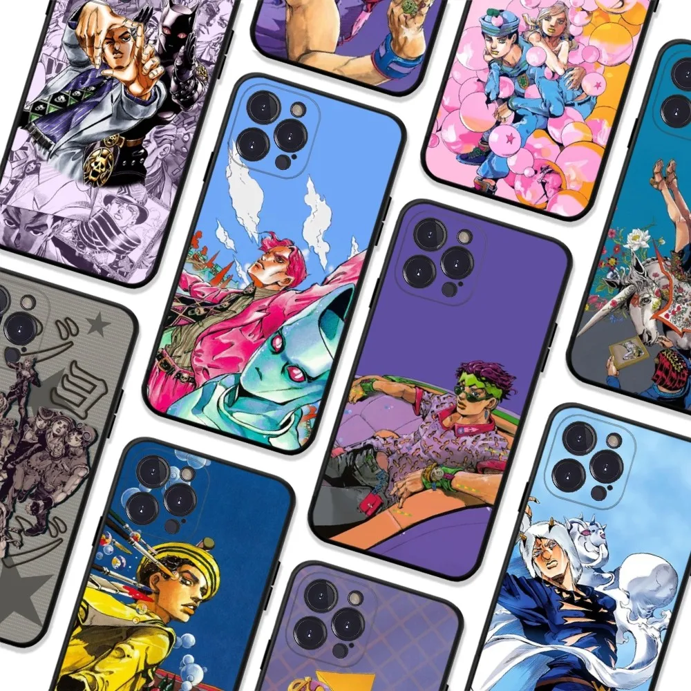 JoJo Anime Custodia per telefono Custodia morbida in silicone per iPhone 15 14 13 12 11 Pro Mini XS MAX 8 7 6 Plus X XS XR Cover