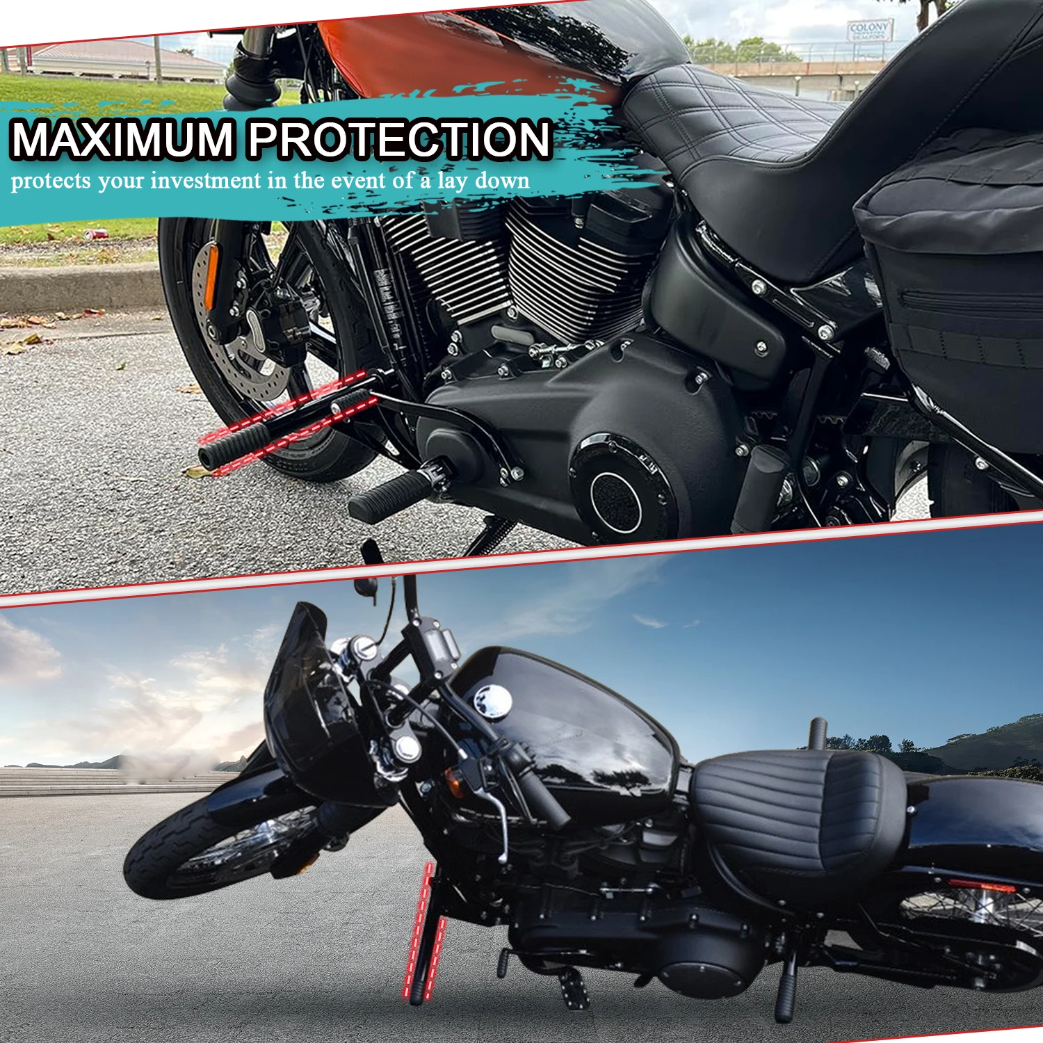 Motorcycle Front Rear Crash Bar Falling Protection Engine Slider Bumper For Harley Softail Street Bob FXBB Low Rider 2018-2026