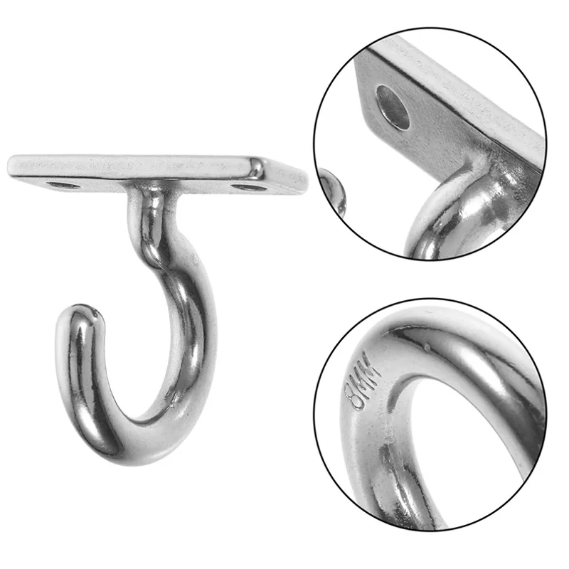 Heavy Duty Ceiling Hooks 304 Stainless Steel Top Mount Hooks for Hanging Clothes Pictures Lights Flat Question Mark Design view 5
