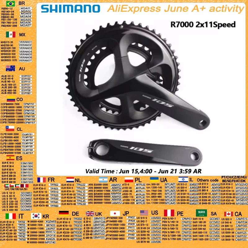 Shimano 105 r7100 pedaleira 2x12 velocidades r7000 2x11s 165/170/172.5/175mm 52-36t/53-39t/50-34t bicicleta de estrada atualização 5800