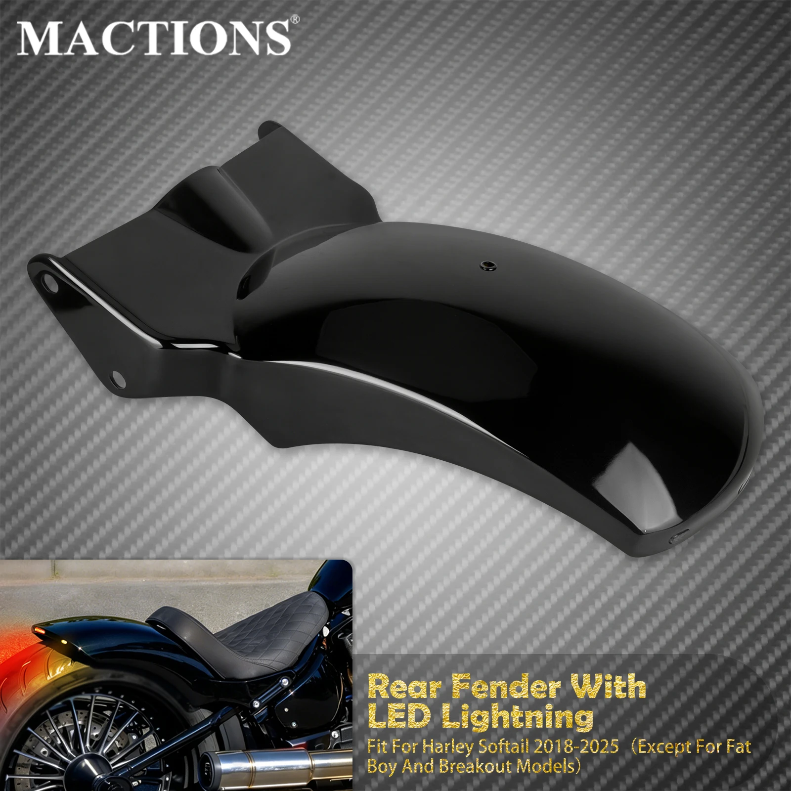 Motorcycle Rear Fender Mudguard Cover With LED Turn Signal Brake Light For Harley Softail Street Bob Low Rider Slim Deluxe 18-25