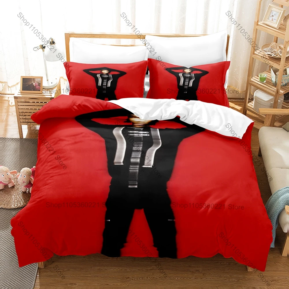 Dark Indie Grunge Graphic Kanii Trendy Alt Pop Music Star Bedding Set Duvet Cover With 2 Pillowcases Teen Gothic Bedroom Decor