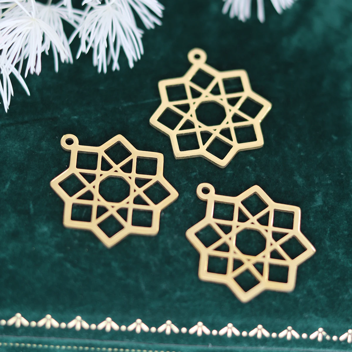 3pcs Star Charm Geometric Triangle Spiral Sun diy Accessories Stainless Steel Pendant Fit Necklace Earrings Jewelry Making Craft