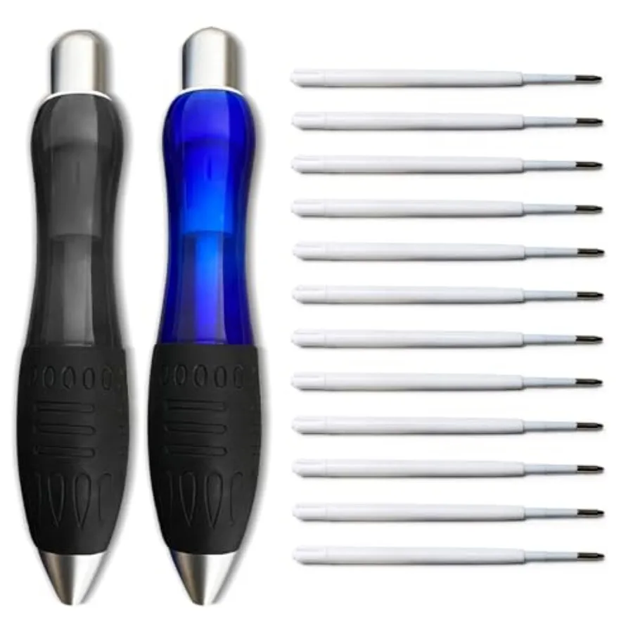 

14pcs Big Fat Pens Aids Writing - 2 Pens + 6 Black Refills + 6 Blue Refills for Tremor, Arthritis, Parkinson, Handicap, Carpal