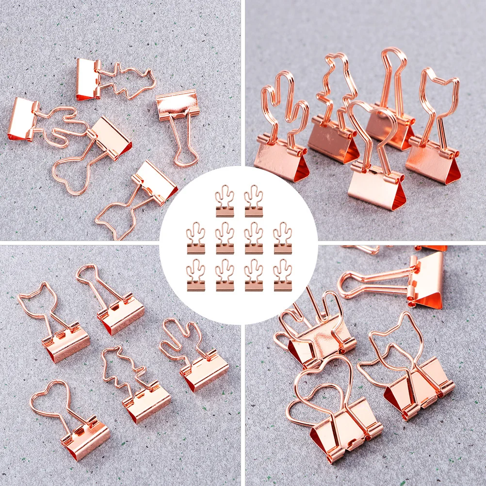 15pcs Bright Color File Binder Adorable Office Clips For Paper Notes Envelopes Portable Paperclip Holder Multi-Function Document