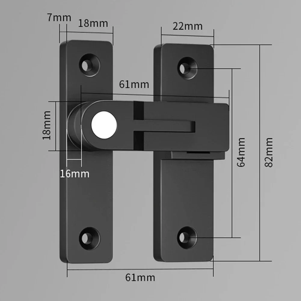 1pc 61x82mm 180 Degree Barn Door Lock Night Light Mode Heavy Duty Gate Latches Household Hardware Accessories