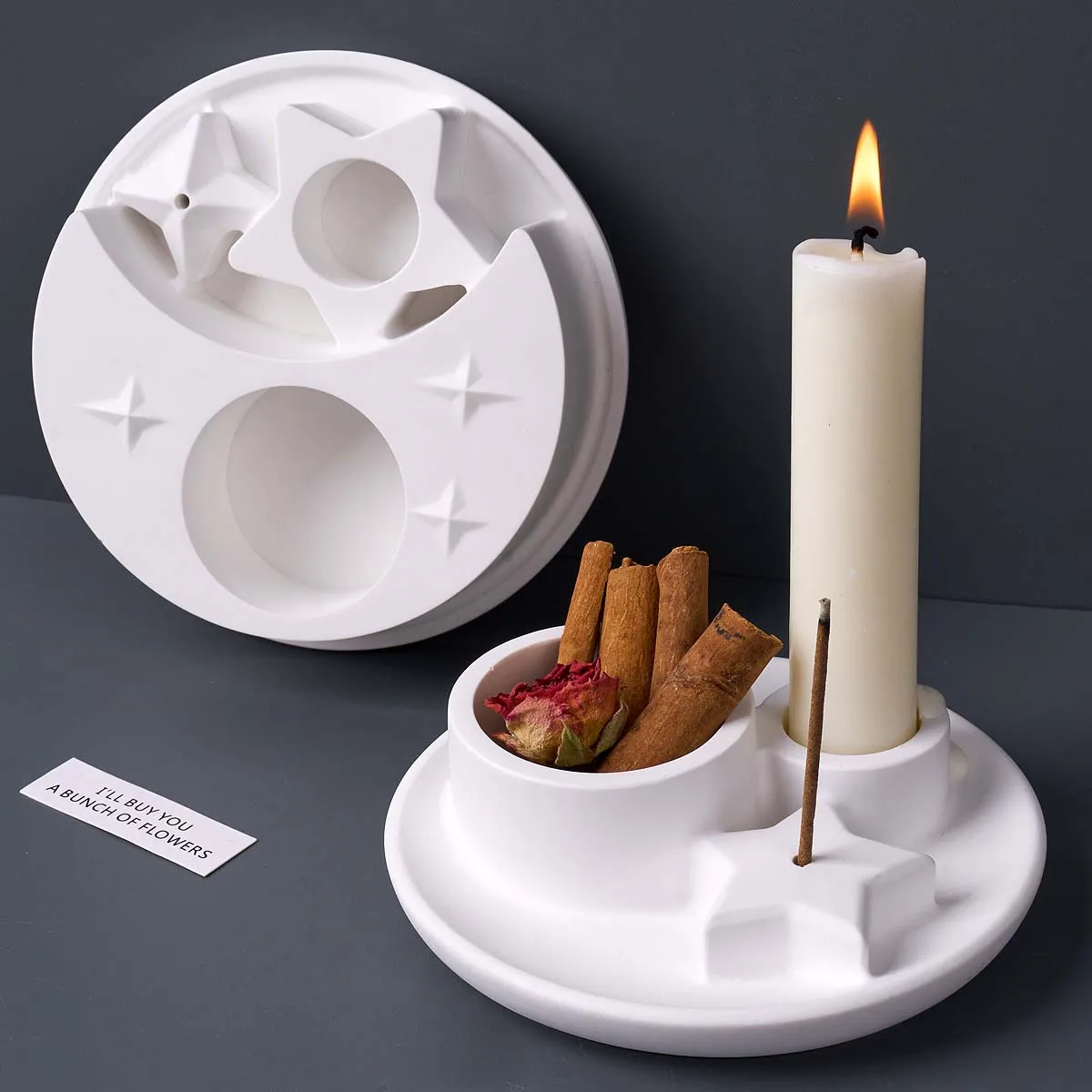 Incense Burner Candle Holder Silicone Mold DIY Handmade Star Moon Resin Mold Concrete Craft Gift Ornaments Home Decor Supplies
