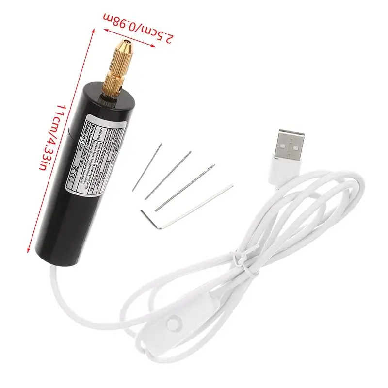 

Электрическая USB-дрель DIY, инструменты с 3 сверлами для изготовления ювелирных изделий из эпоксидной смолы, гравировка по дереву, ручка, инструмент