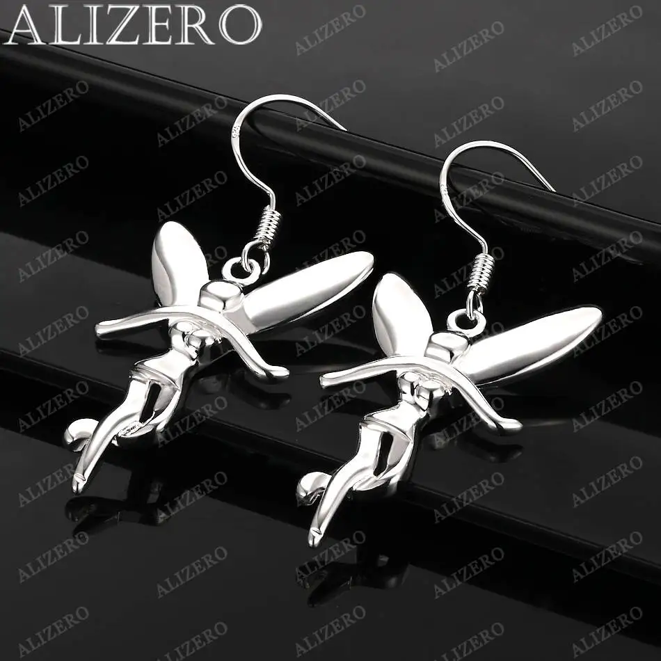 

Изящные серьги из стерлингового серебра 925 пробы с подвесками в виде ангелов для женщин, модные украшения для вечеринок и повседневной носки.