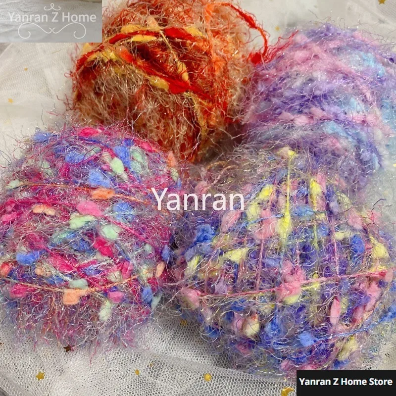 Sweet Handmade Characteristic Crochet Yarn Smooth Shiny Sugar Thread Bright Silk Bean Ball Yarn Knitting Scarf Weaving Wiring