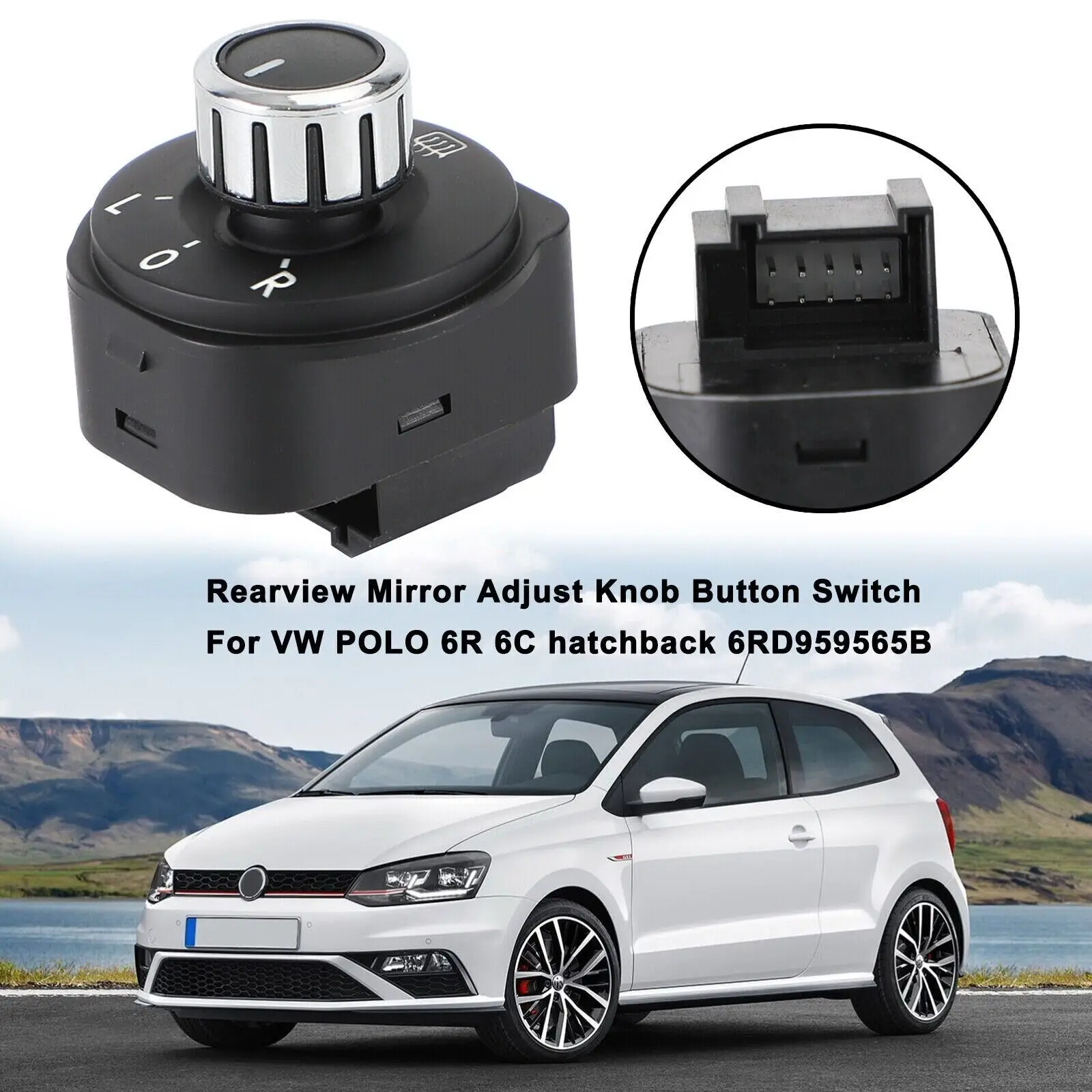 

6RD959565B For VW Polo 6R 2011-2016 Chrome Auto RearView Side Mirror Electric Wing Adjust Switch Car Button Replacement Accessor