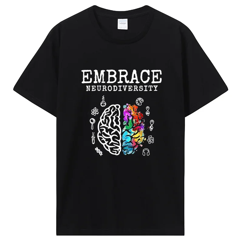 

Funny Neurodiversity Autism Brain T-Shirt Casual Fitness T Shirt Cotton Tops Men's Clothing Oversized Unisex Streetwear Tshirt