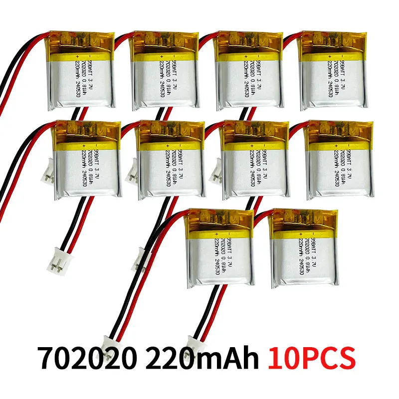 10pcs Battery 702020 220mAh 3.7V 072020 Lithium Polymer Battery