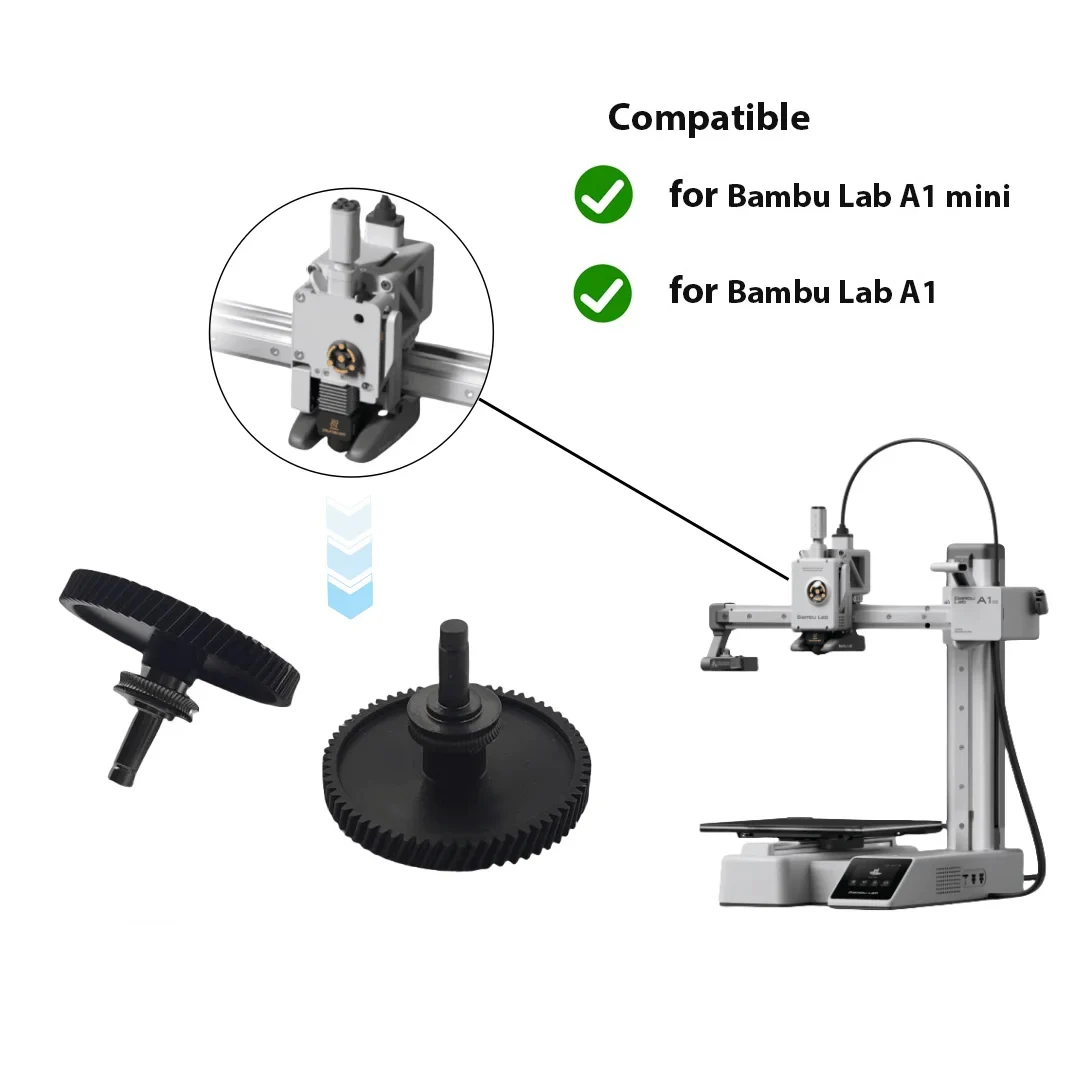 3D Printer Accessorie A1 Mini Extruder Gear Assembly CNC POM Nanocoated Hardened Steel for Bambu Lab A1 Mini Extrusion Head Gear