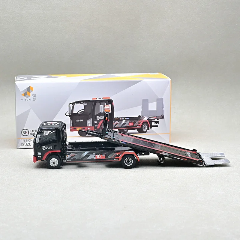 1:64 Isuzu N-series Flatbed Tow Trailer Sf Express 2023 Static Simulation Alloy Car Model Toy Collection Display Gift