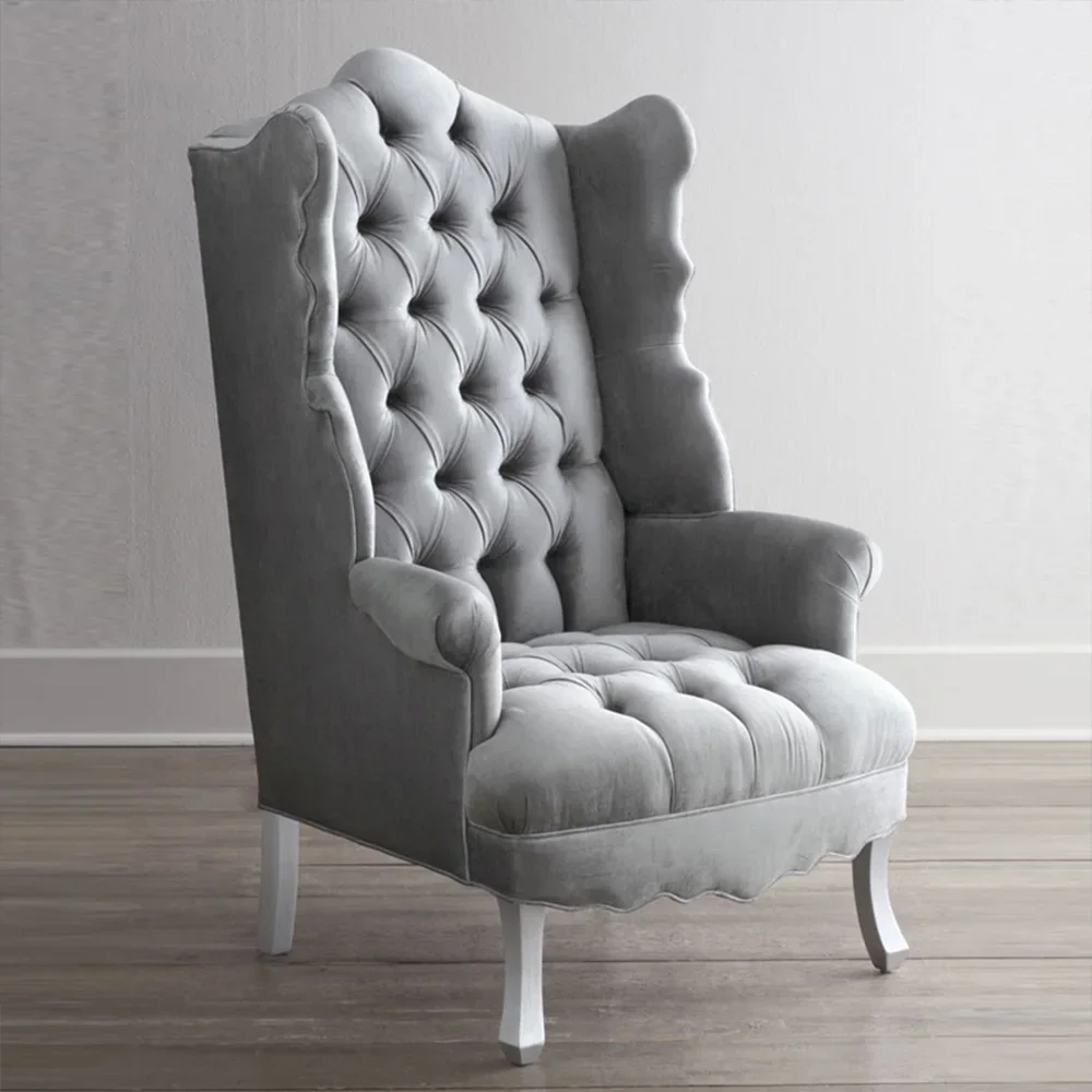 #Modern Light Luxury Living Room Velvet Single Sofa Chair Elegant High Back Crown Wing Arm Sofa Chairs##