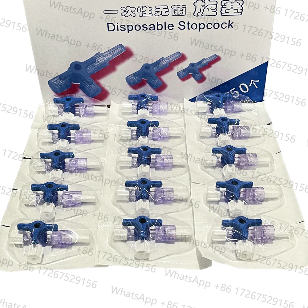 50PCS Sterile Three-Way Stopcock Infusion Converters with Luer Lock for Hydration Single-UseSterilized Package