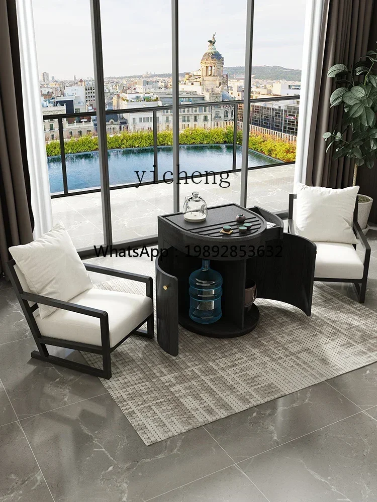 AA  balcony foldable tea table and chair household multi-functional bubble rock board tea table walnut folding mobile tea table
