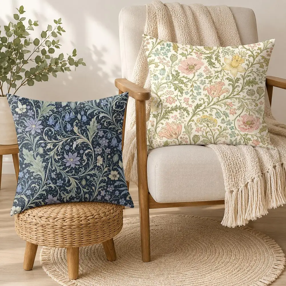 Midnight Botanical Garden Cushion Cover Soft Plush Cushion Case Throw Pillowcase Cozy Home Sofa Bed Living Room Bedroom Decor