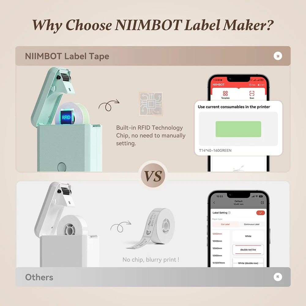 Niimbot D110 Mini Portable Thermal Printer Handheld Adhesive Label Printer Pocket Wireless Bluetooth Inkless Sticker Labeller