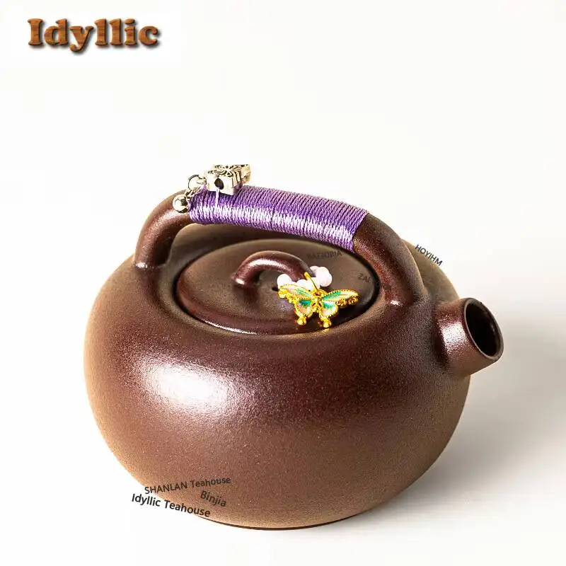 Crude Pottery Matte Teapot Vintage Tea Infuser Pot Household Tea Soaking Kettle With Ball Hole Kung Fu Tea Teaset Supplies Gifts