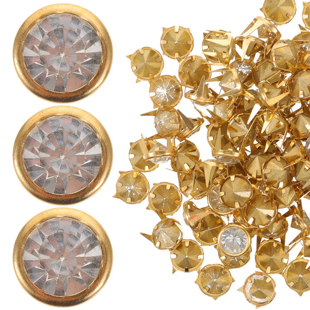 50Pcs Crystal Rhinestone Rivets Claw Studs Decorative Spikes DIY Clothing Bag Shoes Accessories Fashion Glamorous