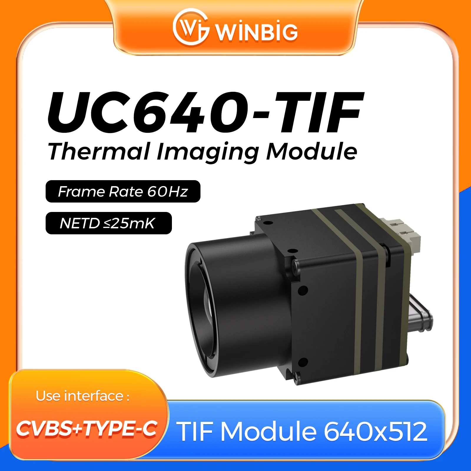UCTIF 640*512 Thermal Imaging Camera Module Analog type C  Uncooled Long Wave Infrared Thermal Camera