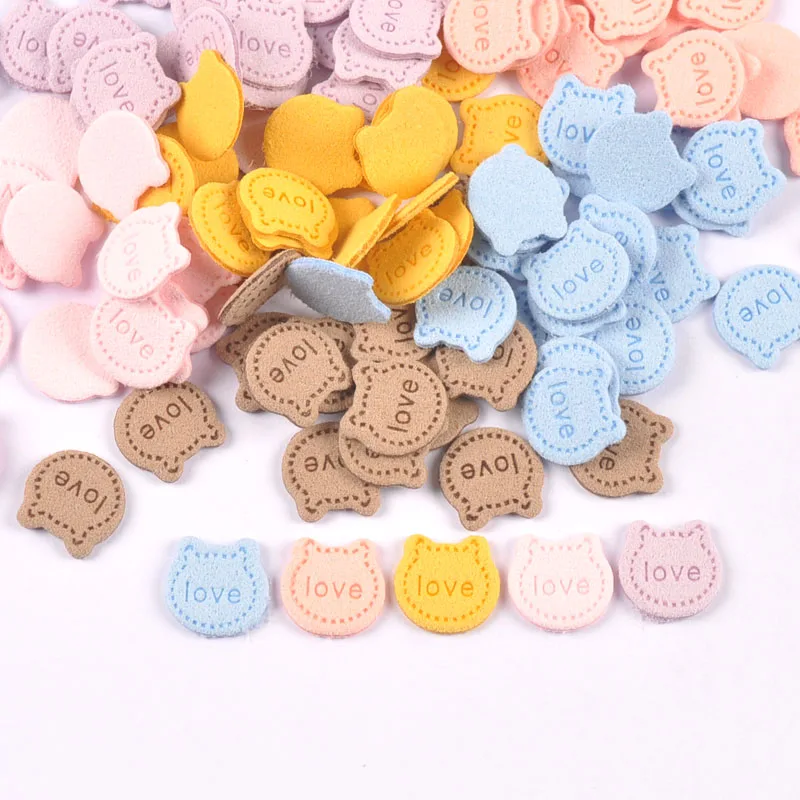 50Pcs Love Letter Cat Embossing Leather Labels For Clothes Sewing Accessories Garment DIY Crafts Supplies Kid Hats Shoes Tags