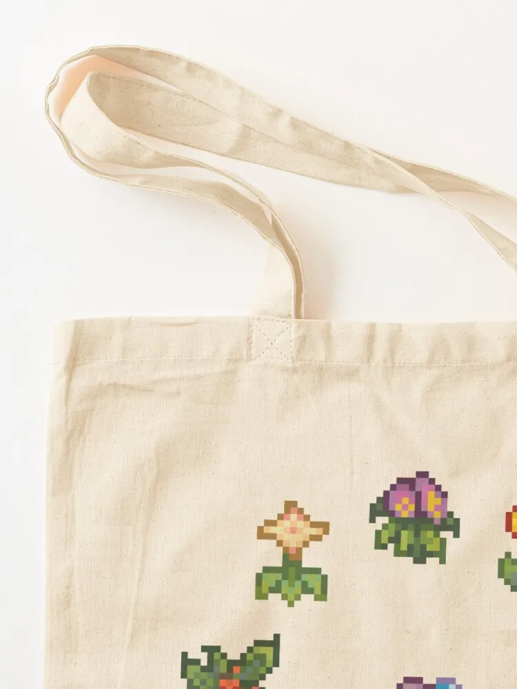 Flower Circle Bouquet Pixelated Stardew Valley Tote Bag Women's shopping bag free delivery bags sac pour femme