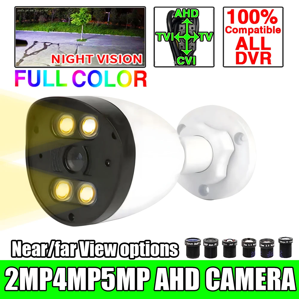 

CVBS/TVI/CVI AHD 4-в-1 камера видеонаблюдения Ultra HD 8MP 5MP 2MP уличная водонепроницаемая Plug and Play полноцветная 24H ночного видения с кронштейном