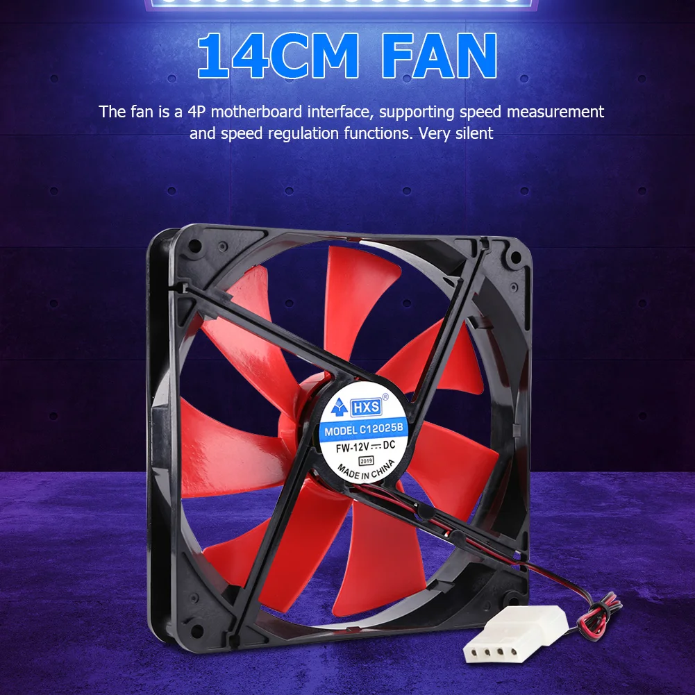 140mm 4 Pin Speed Adjustable Ultra Silent PC Case Cooling Fan CPU Cooler Fan