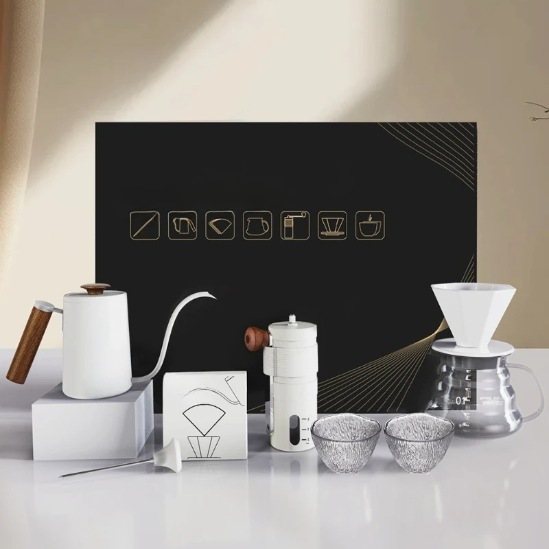

Hand brewed coffee pot set, hand ground coffee machine gift box, household drip filter