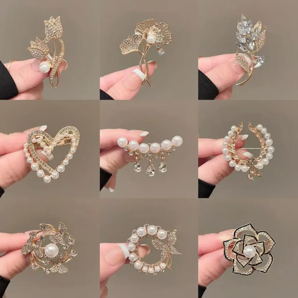 Lovely Birds Butterfly Brooch for Women Pearl Rhinestone Trendy Animal Jewelry Coat Dress Lapel Pins Wedding Party Accessories