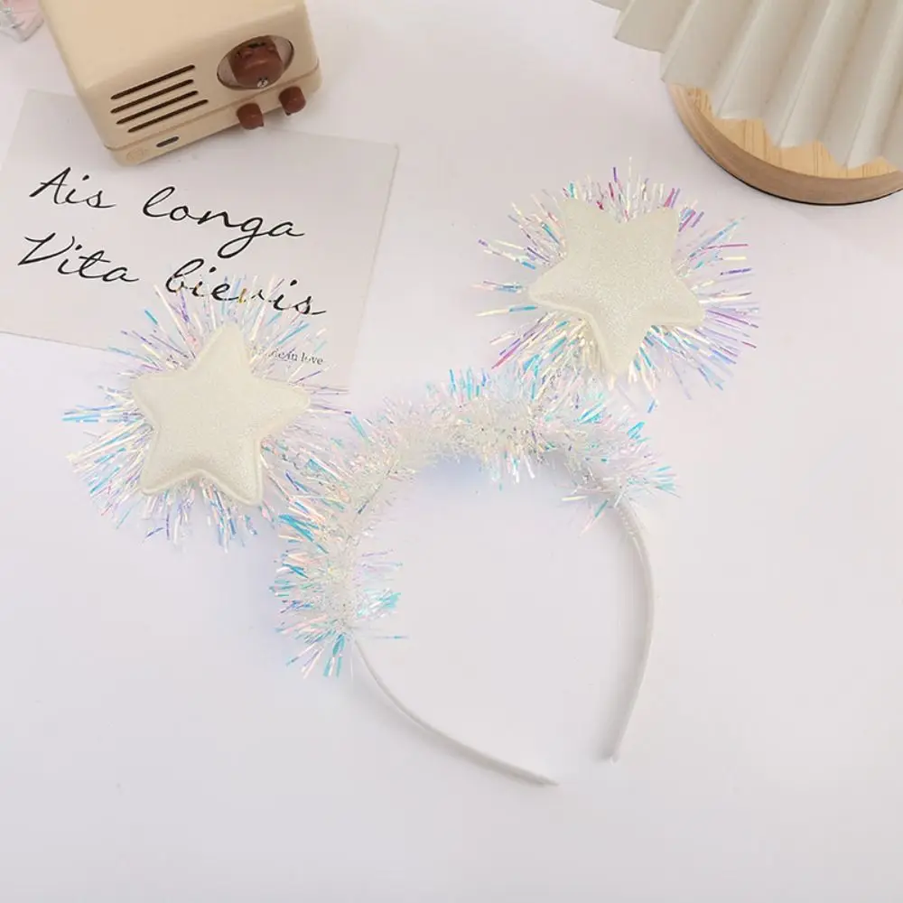 

Головной убор, новогодняя повязка на голову, блестящая звезда, золото, серебро, обруч для волос с блестками, тонкая повязка для ухода за кожей, женский аксессуар для волос для девочек
