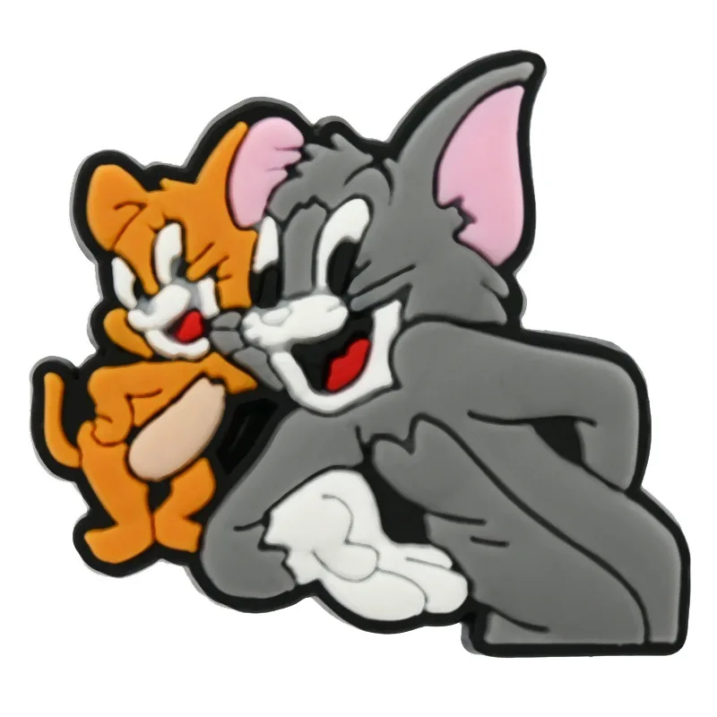 New Design Animation Cartoon Cat Mouse DIY accessories PVC Praise Shoe charmas clow for clogs Slides Gift Idea Easy to install