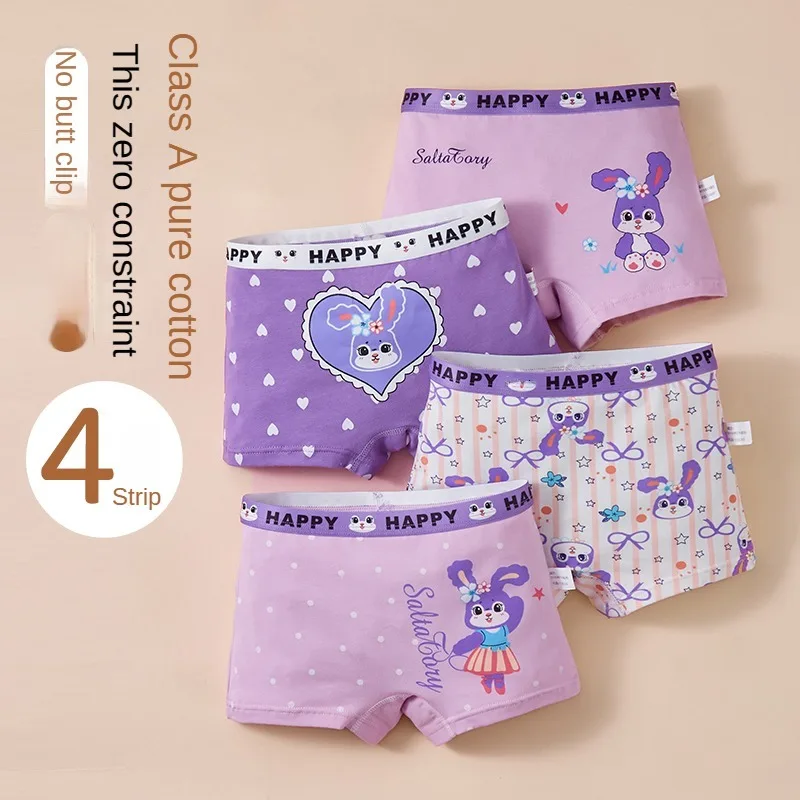 4PCS Children Girl Panties Cute Shorts Cartoon Panties for Girls Boxer Underwear Boxers Children\'s Cotton Underwears Clothing