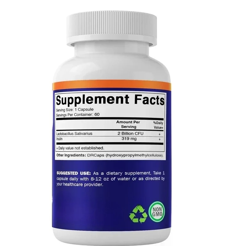 Vitamin Lactobacillus 2 billion -60 DR capsules per capsule - Digestive support - made from prebiotic inulin fiber