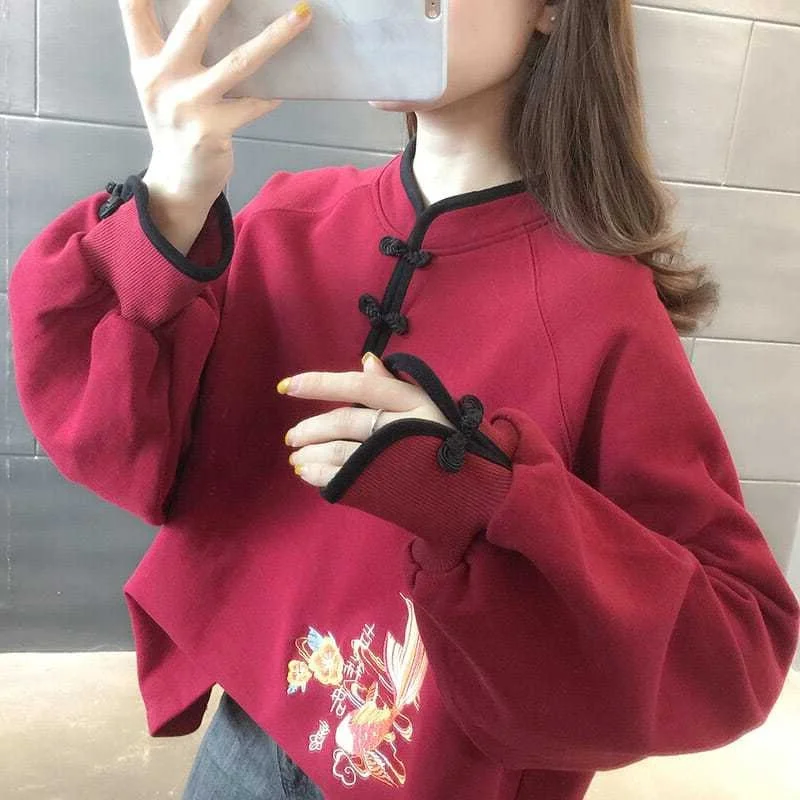 

plus Size Women's Thickened Fleece Loose Autumn Winter Sweatshirt Student Style Trendy INS Big Size Inner Wear Casual Streetwear